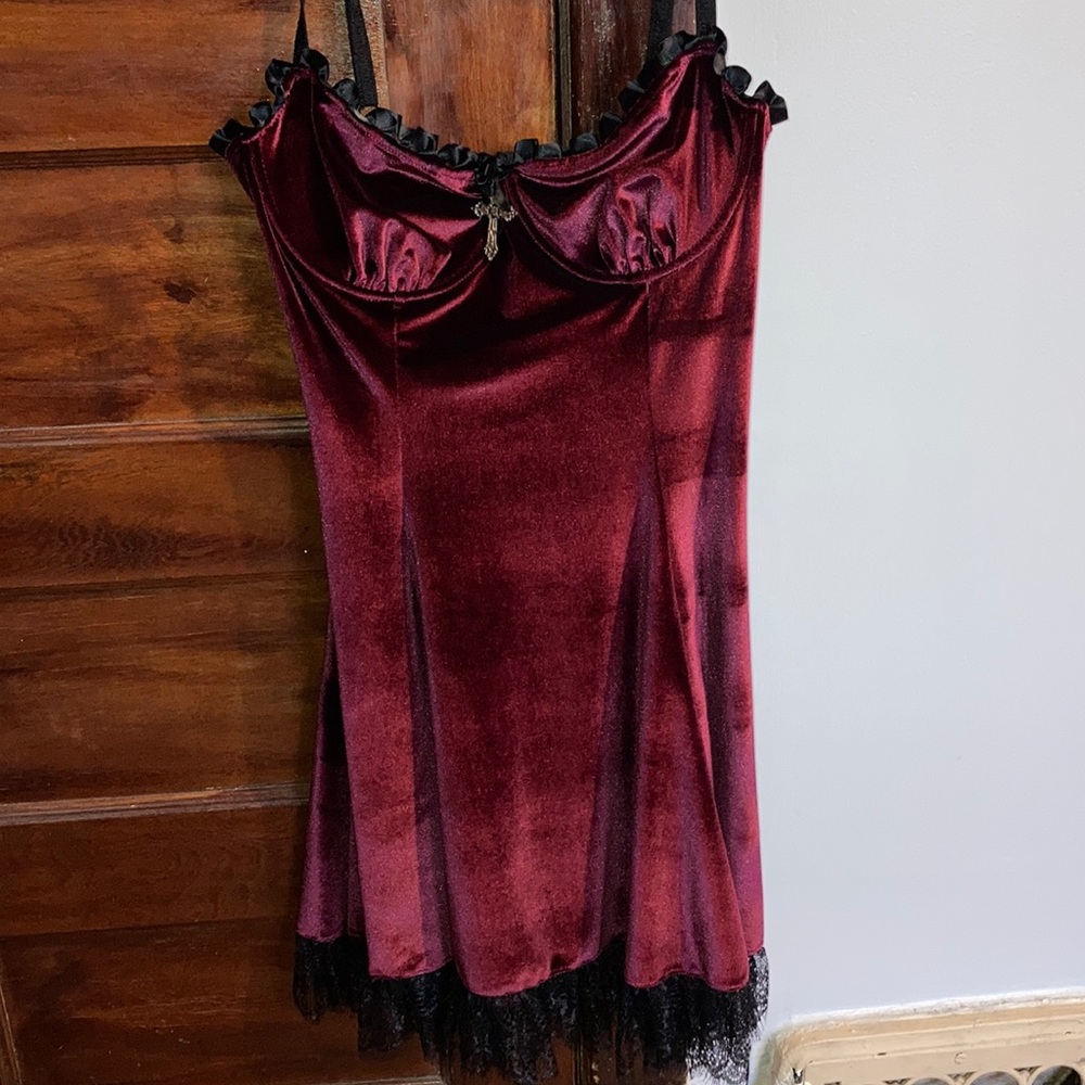 Dolls Kill Wine Blind Faith Velvet Dress